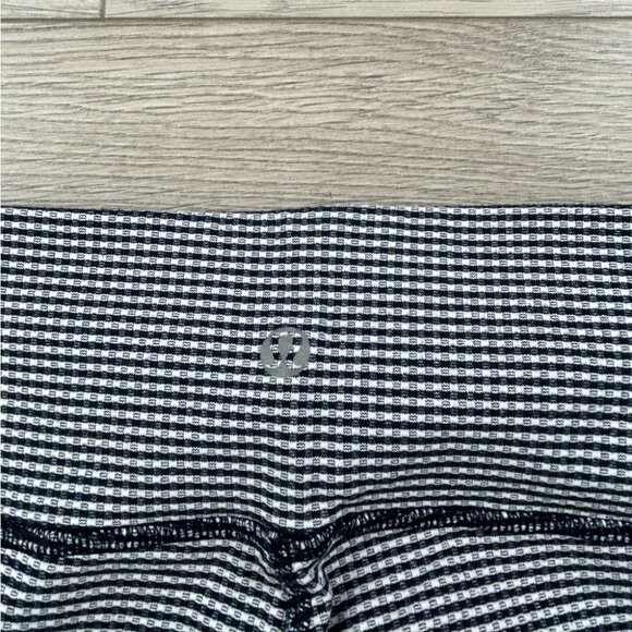 Lululemon Wunder Under Crop Leggings Gingham Luon White Blue - Picture 8 of 14